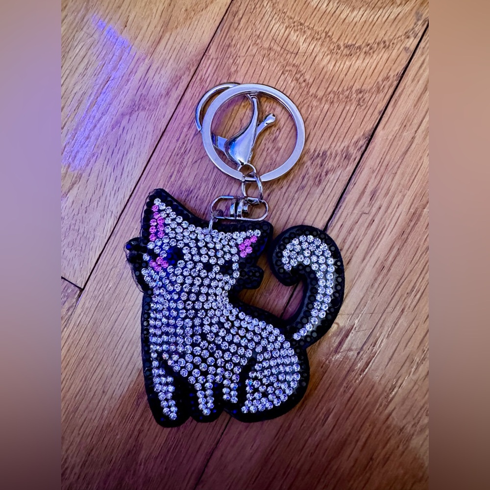 Rhinestone Kitty NEW keychain/bag charm